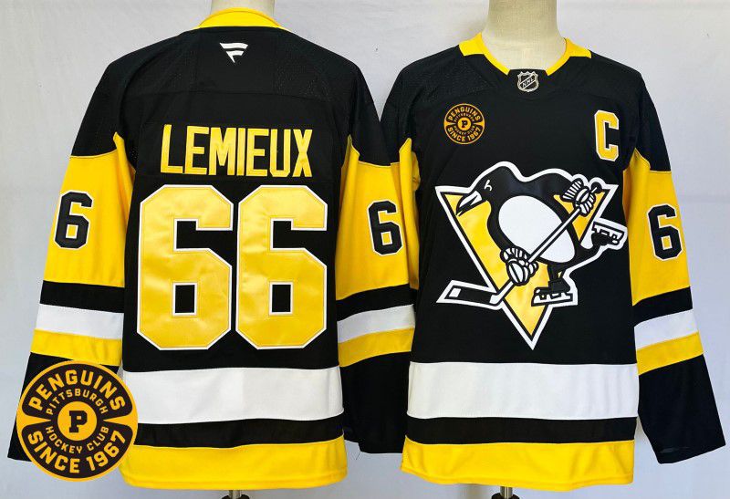 Men Pittsburgh Penguins #66 Lemieux Black Fanatics 2025 NHL Jersey style 3->pittsburgh penguins->NHL Jersey